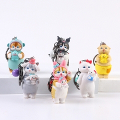 6pcs/set 7.5cm Sanrio Cinnamoroll Kuromi Cartoon Surprise Blind Box Anime PVC Figure Keychain