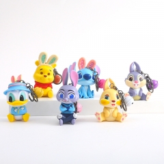 6pcs/set 8cm Winnie the Pooh Lilo & Stitch Cartoon Surprise Blind Box Anime PVC Figure Keychain