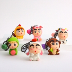 6pcs/set 7cm Crayon Shin-chan Cartoon Surprise Blind Box Anime PVC Figure Keychain