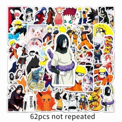 62PCS Naruto Cartoon Anime Waterproof Stickers