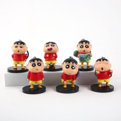 6pcs/set 6.3cm Crayon Shin-chan Cartoon Surprise Blind Box Anime PVC Figure Keychain