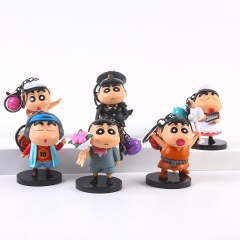 6pcs/set 8cm Crayon Shin-chan Cartoon Anime PVC Figure Keychain