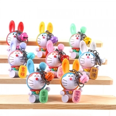 8pcs/set 9cm Doraemon Pokonyan Cartoon Anime PVC Figure Keychain