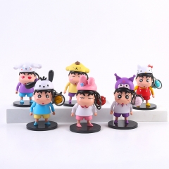 6pcs/set 8.4cm Sanrio Crayon Shin-chan Cartoon Surprise Blind Box Anime PVC Figure Keychain