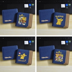 6 Styles Pokemon Cartoon Short Purse Anime Canvas Wallet