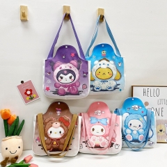 28*25*5cm 5 Styles Sanrio Kuromi My Melody Cinnamoroll Cartoon Canvas Handbag Anime Crossbody Bag