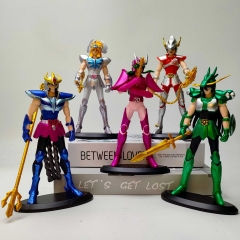 5pcs/set 17.5cm Saint Seiya Shiryu Hyoga Cartoon Anime PVC Figures