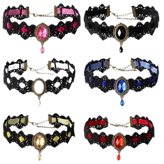 9 Styles Vintage Velvet Chain Chocker Lace Pendant Anime Necklace