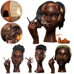 4 Styles Headscents-Head Incense Burner Black Women Anime Face Resin Incense Holder