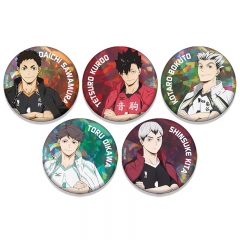 （Genuine) 5pcs/set  Haikyuu Cartoon Pin Anime Tinplate Brooch