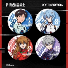 （Genuine) 4 Styles EVA/Neon Genesis Evangelion Cartoon Pin Anime Tinplate Brooch