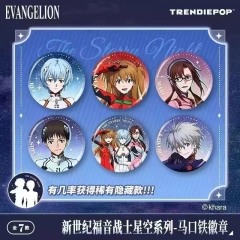 Genuine）6pcs/set EVA/Neon Genesis Evangelion Cartoon Surprise Blind Box Pin Anime Tinplate  Brooch