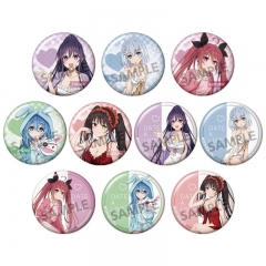 Genuine) 10pcs/set Date A Live Cartoon Pin Anime Tinplate Brooch