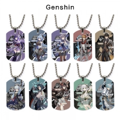 10 Styles Genshin Impact Cartoon Character Decoration Anime Alloy Necklaces