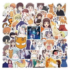 50pcs/set 2 Styles Fruits Basket Cartoon Anime waterproof Stickers Set