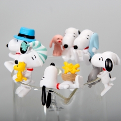 6pcs/set Snoopy Cartoon Surprise Blind Box Anime Figure Data Cable Protector