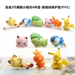 6pcs/set Pokemon Cartoon Surprise Blind Box Anime Figure Data Cable Protector