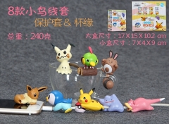 8pcs/set Pokemon Cartoon Surprise Blind Box Anime Figure Data Cable Protector