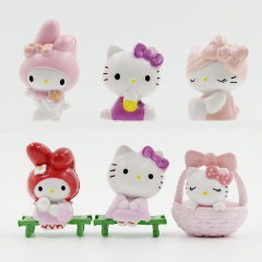 6 Styles 4-5CM Hello Kitty Cartoon Anime PVC Figure