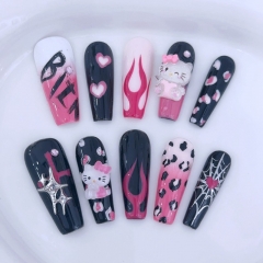 10PCS/SET Sanrio Wear Armor Fake Nails With Nail's Tool Suit