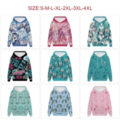 9 Styles 7 Sizes Hatsune Miku Cartoon Anime Hooded Hoodie