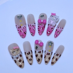 10PCS/SET Sanrio Wear Armor Fake Nails With Nail's Tool Suit