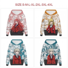 5 Styles 7 Sizes Kakegurui Compulsive Gambler Cartoon Anime Hooded Hoodie