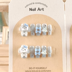 10PCS/SET Sanrio Wear Armor Fake Nails With Nail's Tool Suit