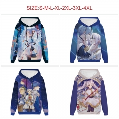 4 Styles 7 Sizes Frieren: Beyond Journey's End Cartoon Anime Hooded Hoodie