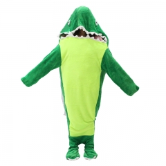 4 Sizes Green Dinosaur Cartoon Anime Plush Flannel Sleeping Bag Pajamas