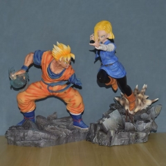 2 Styles Dragon Ball Z Son Gohan VS Android 18 Cartoon Anime PVC Figures