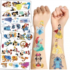 10PCS/SET Princess Snow White Mermaid Waterproof Temporary Tattoo Cartoon Anime Stickers Set