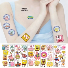 10PCS/SET SpongeBob SquarePants Waterproof Temporary Tattoo Cartoon Anime Stickers Set