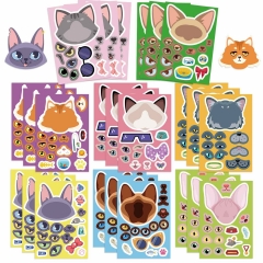 8PCS/SET Cute Cat Make A Face Cartoon Anime Puzzle Stickers Set