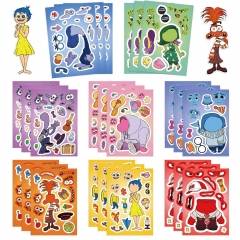 8PCS/SET Inside Out Make A Face Cartoon Anime Puzzle Stickers Set