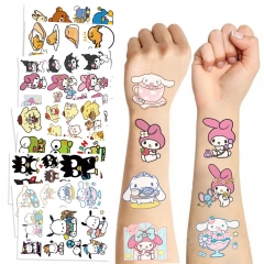 10PCS/SET Sanrio Melody kitty Cinnamoroll Kuromi Waterproof Temporary Tattoo Cartoon Anime Stickers Set