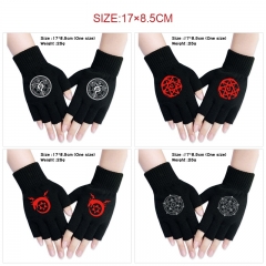 6 Styles Fullmetal Alchemist Warm Comfortable Anime Half Finger Gloves