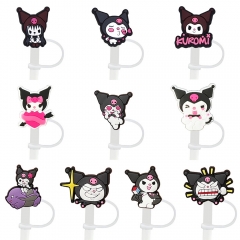 10 Styles 8-10MM Sanrio Kuromi Cartoon PVC Anime Straw Tips Cover Dust Proof Plugs