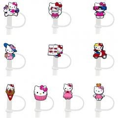 10 Styles 10MM Sanrio Hello Kitty Cartoon PVC Anime Straw Tips Cover Dust Proof Plugs