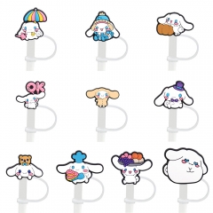 10 Styles 10MM Sanrio Cinnamoroll Cartoon PVC Anime Straw Tips Cover Dust Proof Plugs