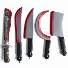 7 Styles Halloween Cosplay Anime Props Simulation Plastic Fake Bloody Knife