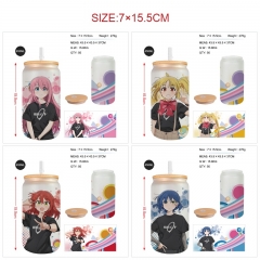 450ml 8 Styles Bocchi the Rock! Cartoon Anime Glass Cup with Straw