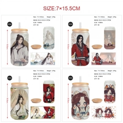 450ml 8 Styles Heaven Official's Blessing Cartoon Anime Glass Cup with Straw