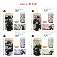 450ml 8 Styles Kaiju No. 8 Cartoon Anime Glass Cup with Straw