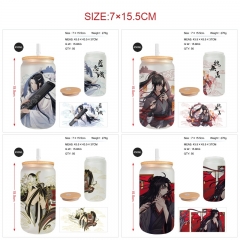 450ml 8 Styles Mo Dao Zu Shi Cartoon Anime Glass Cup with Straw