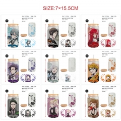 450ml 11 Styles Kuroshitsuji/Black Butler Cartoon Anime Glass Cup with Straw