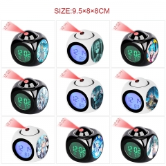 10 Styles Hatsune Miku Cartoon LCD Anime White/Black Projection Alarm Clock (with Light)