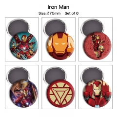 6pcs/set 2 Styles 75mm Iron Man Cartoon Anime Refrigerator Magnet