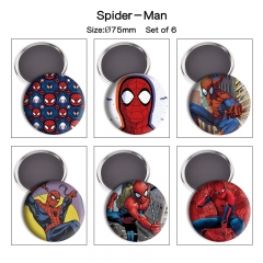 6pcs/set 3 Styles 75mm Spider Man Cartoon Anime Refrigerator Magnet