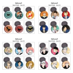 6pcs/set 8 Styles 75mm Haikyuu Cartoon Anime Refrigerator Magnet